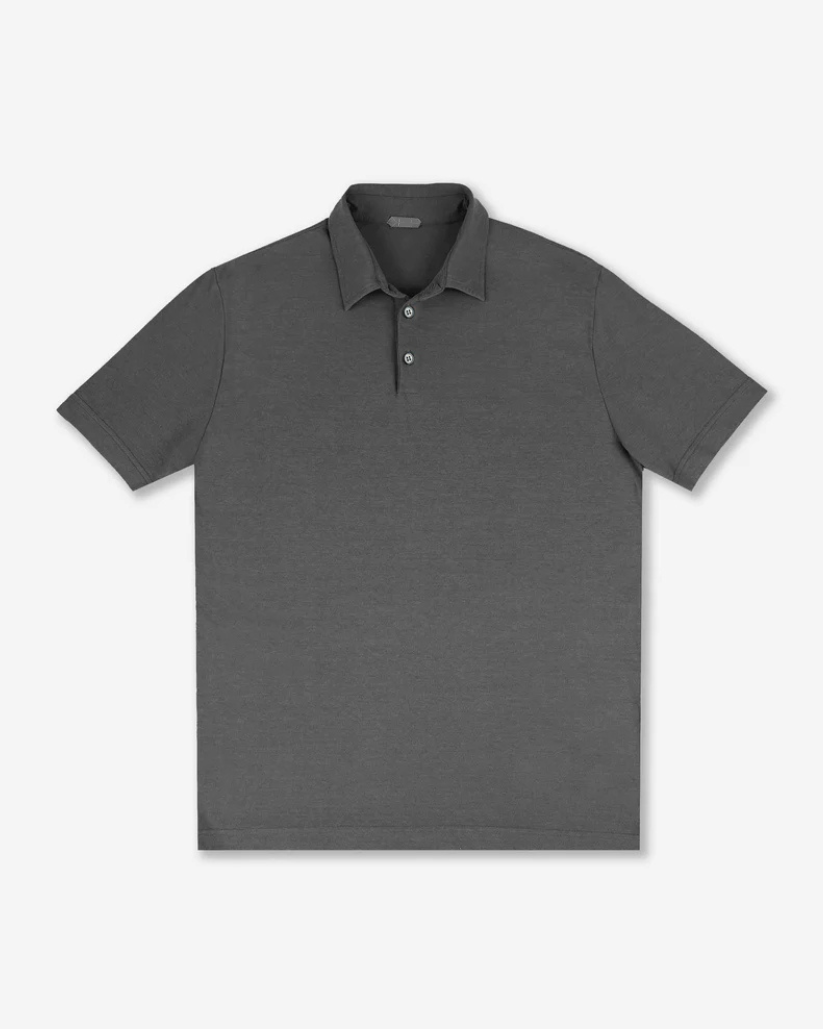 Slim-Fit Premium Cotton Polo Shirt - Asphalt Grey | Lightweight