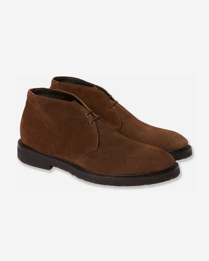 Men's Brown Suede Ankle Boots - Lace-Up