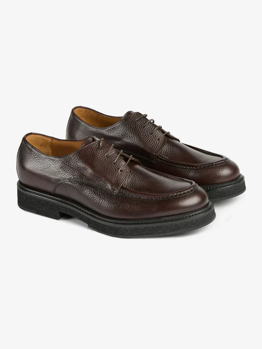Men's Hammered Leather Lace-Up Shoes - Dark Brown