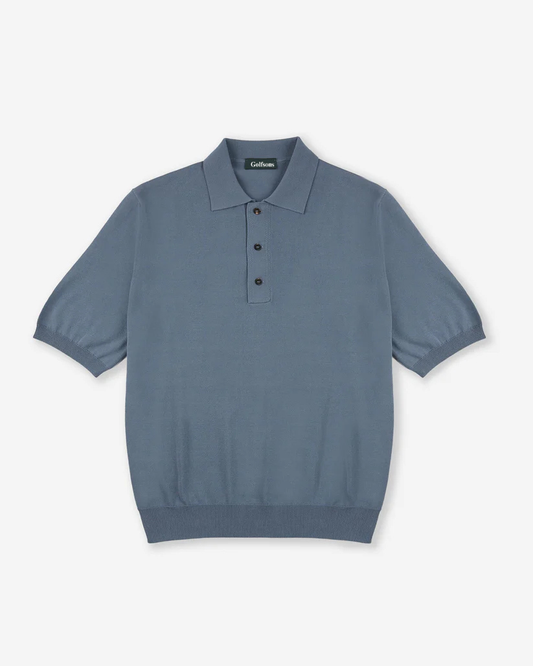 Slim-Fit Cotton Crêpe Polo Shirt - Blue | Lightweight Knit