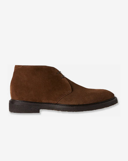 Men's Brown Suede Ankle Boots - Lace-Up