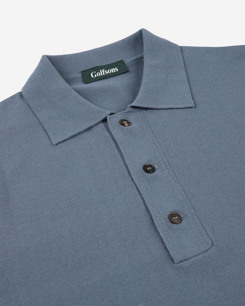 Slim-Fit Cotton Crêpe Polo Shirt - Blue | Lightweight Knit