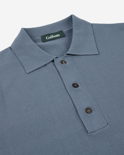 Slim-Fit Cotton Crêpe Polo Shirt - Blue | Lightweight Knit