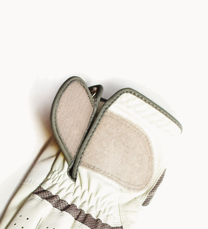 White Perforated Leather Golf Glove with Hook-and-Loop Closure