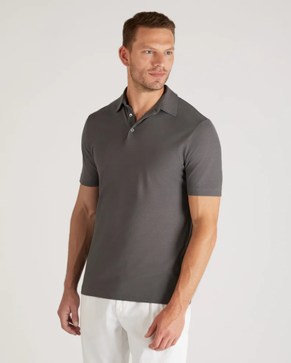 Slim-Fit Premium Cotton Polo Shirt - Asphalt Grey | Lightweight