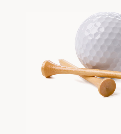 Wooden Golf Tees and White Dimpled Golf Ball Set