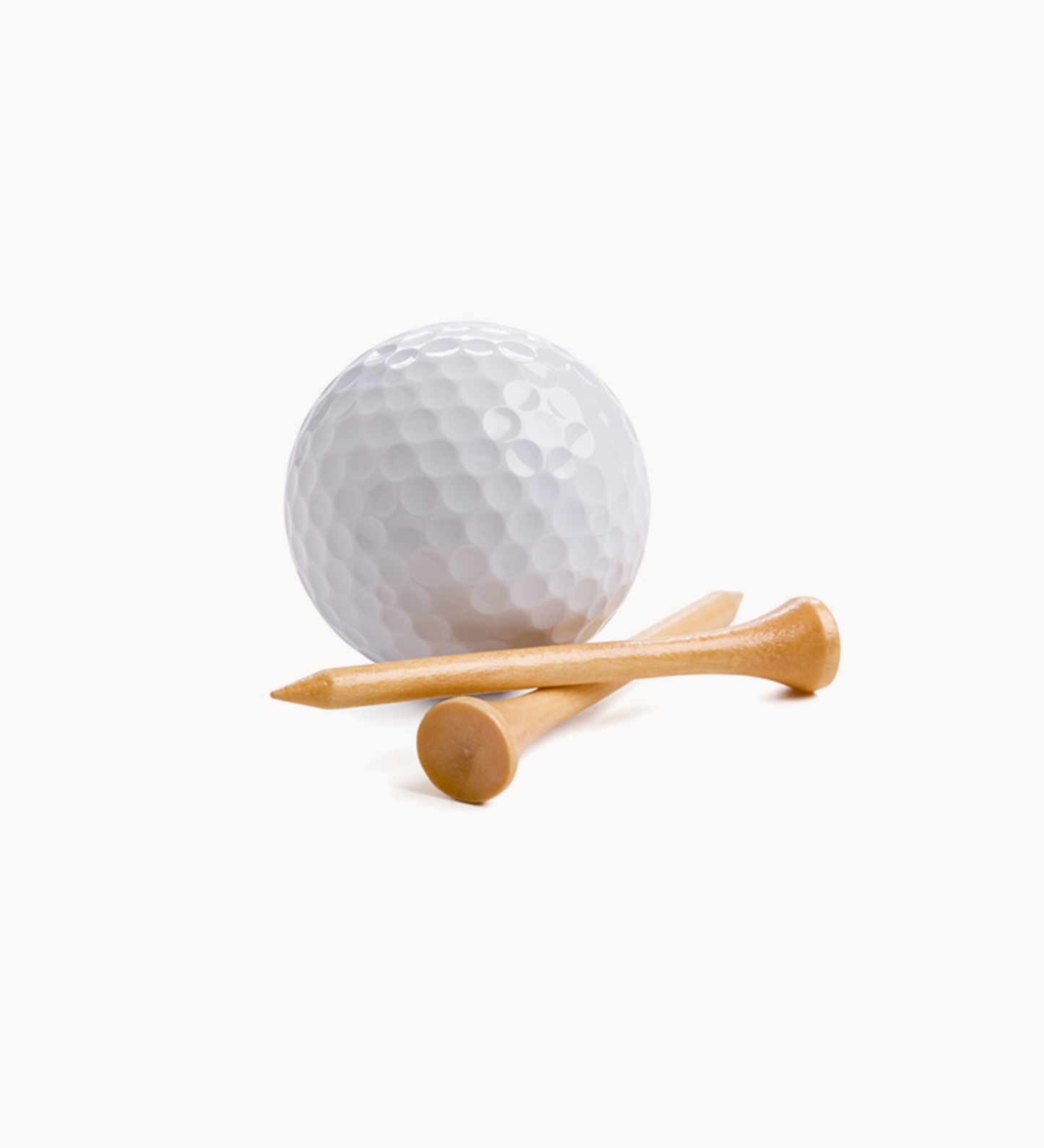 Wooden Golf Tees and White Dimpled Golf Ball Set
