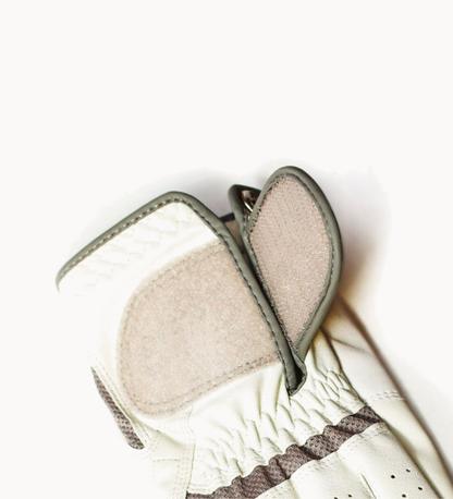 White Perforated Leather Golf Glove with Hook-and-Loop Closure
