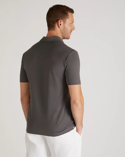 Slim-Fit Premium Cotton Polo Shirt - Asphalt Grey | Lightweight