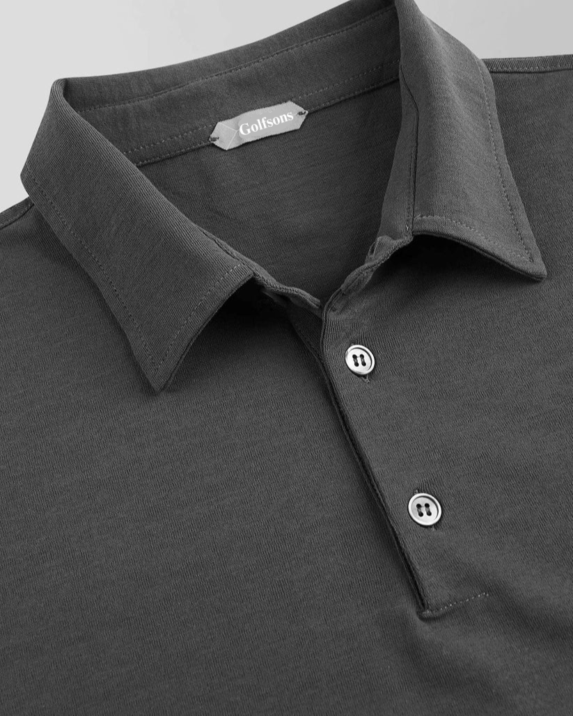 Slim-Fit Premium Cotton Polo Shirt - Asphalt Grey | Lightweight