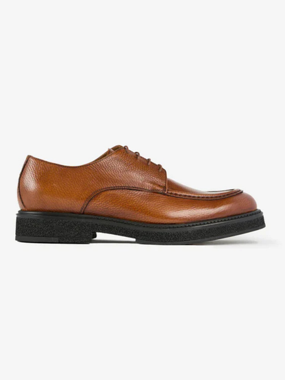 Men's Hammered Leather Lace-Up Shoes - Dark Brown