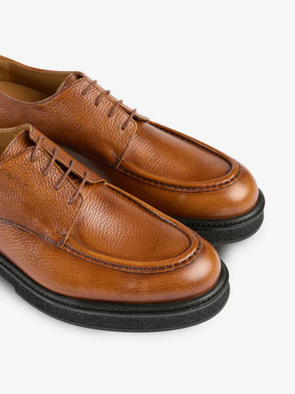 Men's Hammered Leather Lace-Up Shoes - Dark Brown